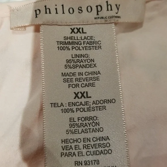 Philosophy soft pink lace overlay top EUC sz XXL - Picture 5 of 7